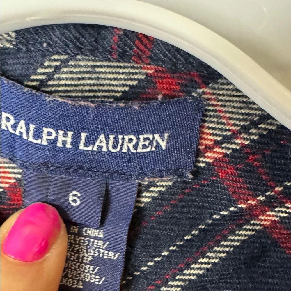 Ralph Lauren Girls Plaid Shirt Dress Size 6 Preppy Academia Fall Classic